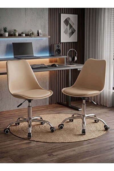 Taimi Set-2 Modern Beige Office Chair, Swivel Adjustable Height, Padded Seat,...