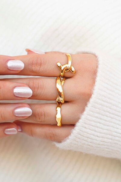 THE Steel Your Name Is Gold Color Modern Form 3-Ring Combination