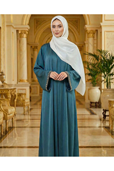 HARİKA WEAR Turkuaz İnci Dokunuş Abaya & Elbise Takımı