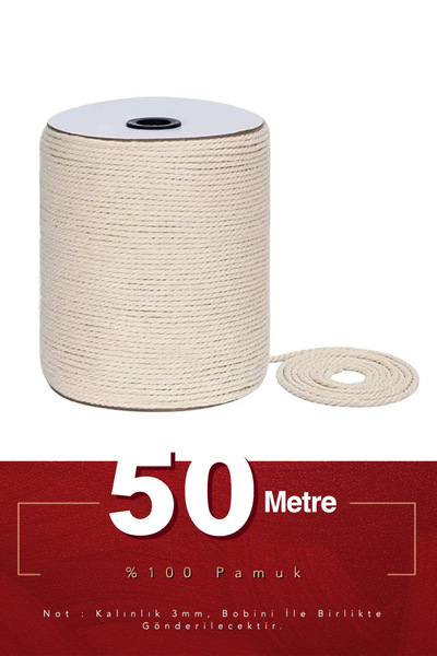 Genel Markalar Kandil Yağı Fitili, Pamuk, Yuvarlak, 50 mt Bobin, Gaz Lambası ...