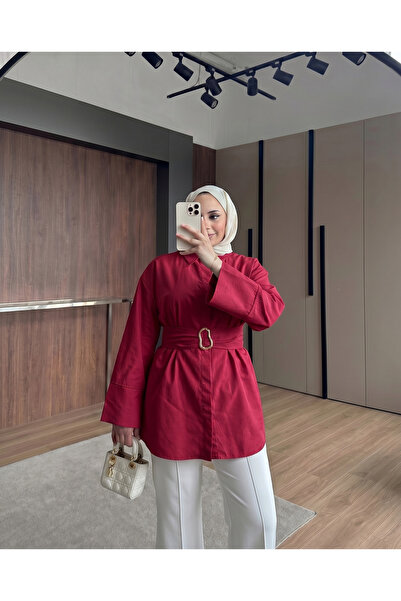 HİFADEN Women's Belted Gold Buckle Modern Cut Stylish Comfortable Long Sleeve...