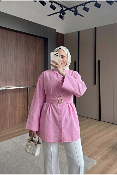 HİFADEN Women's Belted Gold Buckle Modern Cut Stylish Comfortable Long Sleeve...