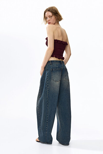 H&M Delik Desenli Triko Bandeau Üst