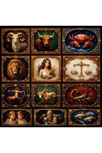 YEAP OFFICE Artistic Zodiac Characters Sticker Set – Detailed Astrology Figur...