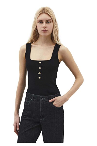 OXXO U Neck Sleeveless Tank Top - BLACK