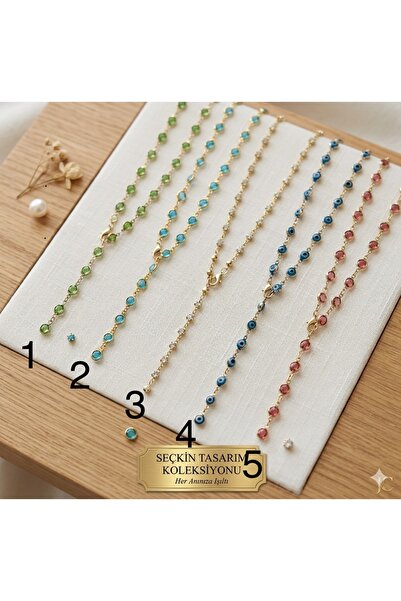 Rose and Light Colorful Y Necklace Models