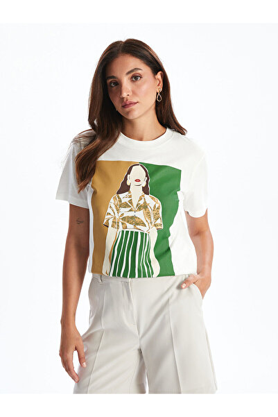 LC Waikiki Γυναικείο μπλουζάκι με στάμπα Crew Neck