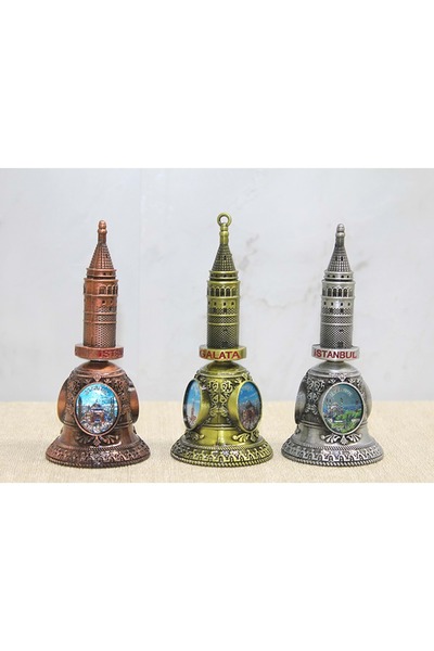 Store İstanbul Temalı Dekoratif El Çanı 11 Cm Pirinç Görünümlü Hediyelik