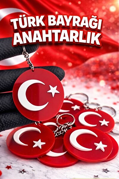 3ALAZERPLEKSİ Turkish Flag Themed Plexy Keychain (10Pcs)