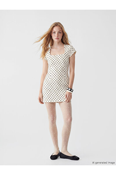 LC Waikiki Square Neck Polka Dot Mini Dress