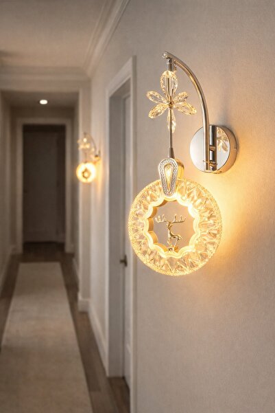 Store Şarjlı LED Aplik Type-C Kablosuz Duvar Lambası Kristal Dekoratif Aydınl...