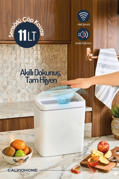 Calviohome Otomatik Kapak Sensörlü Çöp Kovası 11L