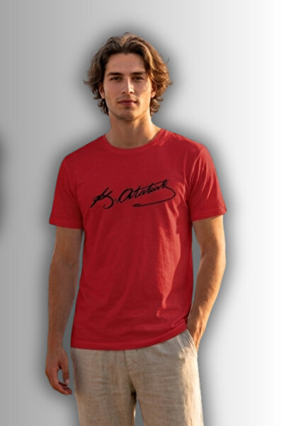 Baran Işık Ειδικής σχεδίασης μπλουζάκι με υπογραφή Ατατούρκ - 100% βαμβακερό ...