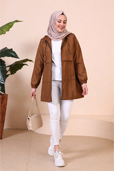 Ferace Γυναικεία καμπαρντίνα με κουκούλα και φερμουάρ – Άνετη εφαρμογή, casua...