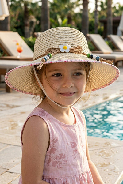 LAGRANZE Ψάθινο καπέλο για κορίτσια MINI FLORA 4-10 ετών