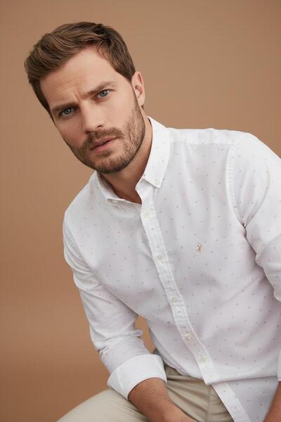 Sarar Πουκάμισο με κουμπιά στο γιακά Interview Goias, 100% Tencel, με μικρά π...