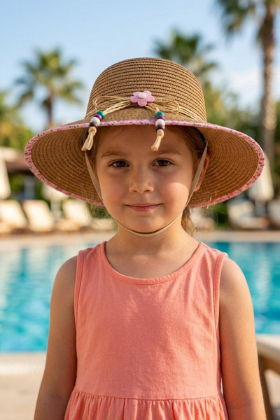 LAGRANZE Ψάθινο καπέλο για κορίτσια MINI FLORA 4-10 ετών