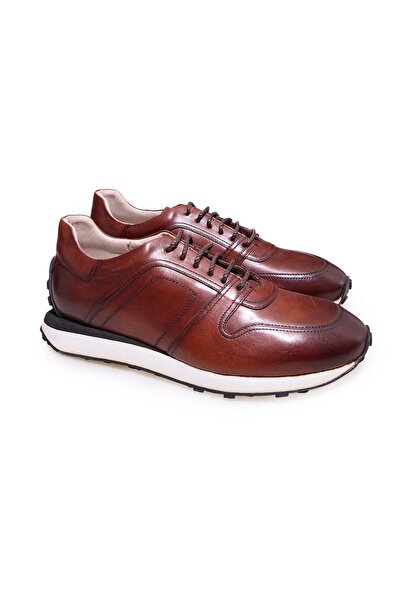 FRANCO CALVANI Brown Lace-Up Genuine Leather Men's Shoes