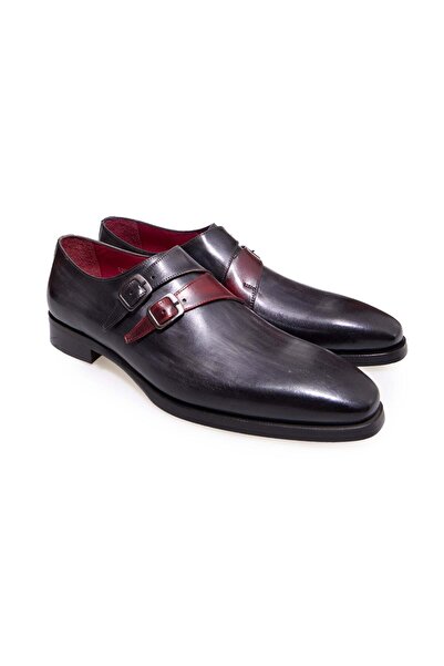 FRANCO CALVANI Gray Color Laceless Genuine Leather Leather Sole Men's Shoes