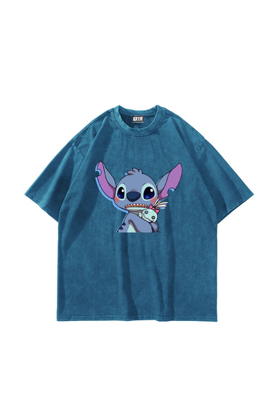 Bak Moda Μπλουζάκι με στάμπα Stitch Baby, Oversize, Unisex, που πλένεται, σε ...