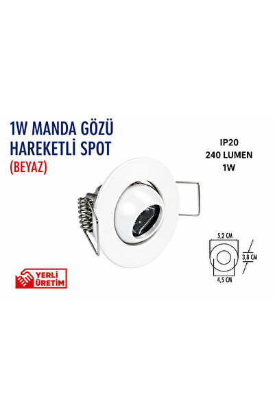 Lampist 1W Hareketli Manda Gözü Beyaz Spot Amber