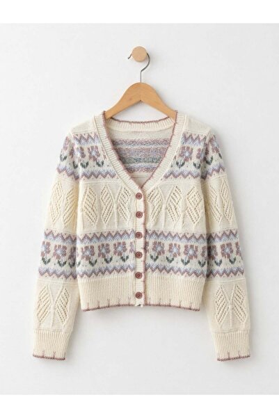 Retrobird Rosalie Fit Πλεκτή Ζακέτα – Γυναικεία με Vintage Φλοράλ Σχέδιο σε Π...