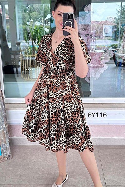 İnce Topuk Φόρεμα βισκόζης με ελαστική μέση 6y116