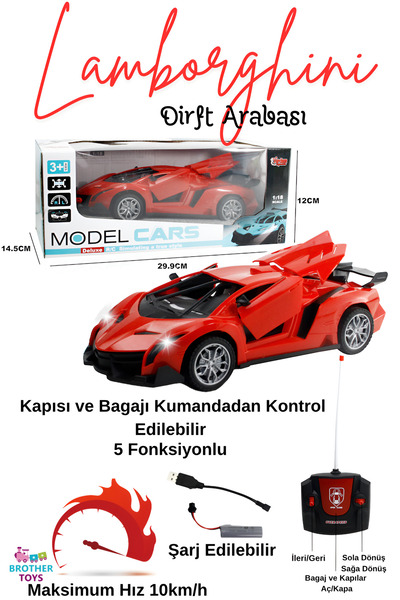 Brother Toys Kumandadan Kapıları Açılan Uzaktan Kumandalı Yarış Arabası Şarjl...
