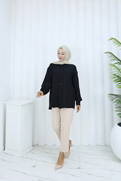 TATULA Modern and Comfortable Cut Linen Women's Shirt