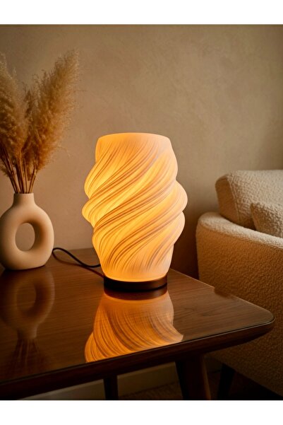 nk3d Lara Spiral LED Masa Lambası – Modern Dekoratif Gece Lambası, Ortam Işığ...