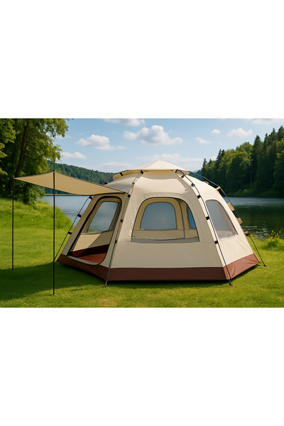 ozbience 8-10 Kişilik Otomatik Tam Tenteli Altıgen Kamp Çadırı 280x280x158