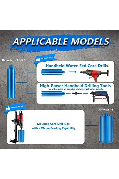 Generic BM-STAR Wet Core Drill Bit for Reinforced Concrete, Brick, Stone, 152mm Diameter, 35.56cm Depth, 10m