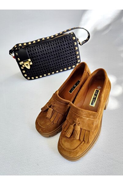 Of&Off Women's Genuine Leather Thick-Heeled Casual Shoes