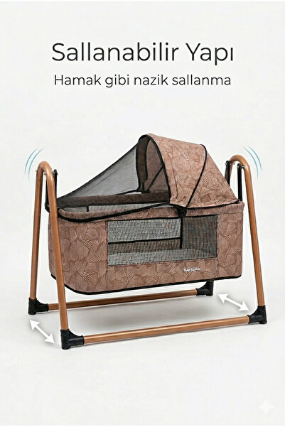 BebeMango Fileli Silinebilir Portatif Sallanır Anne Yanı Beşik Sepet Beşik Hamak Beşik