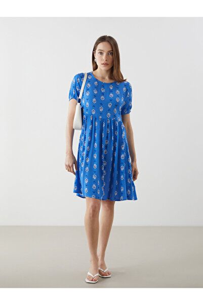 LC Waikiki Rochie mini florală cu talie elastică și aspect creponat