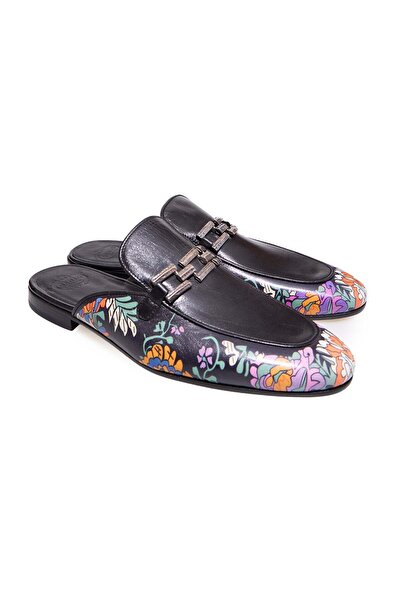FRANCO CALVANI Black Color Laceless Genuine Leather Leather Sole Men's Half S...