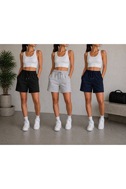 LOSMARY 3 τεμάχια σορτς σε μαύρο+γκρι+ναυτικό μπλε