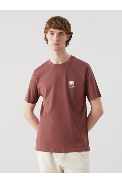 LC Waikiki Nevavm Oval Collar Plain Combed Cotton Men's T-Shirt with a Differ...