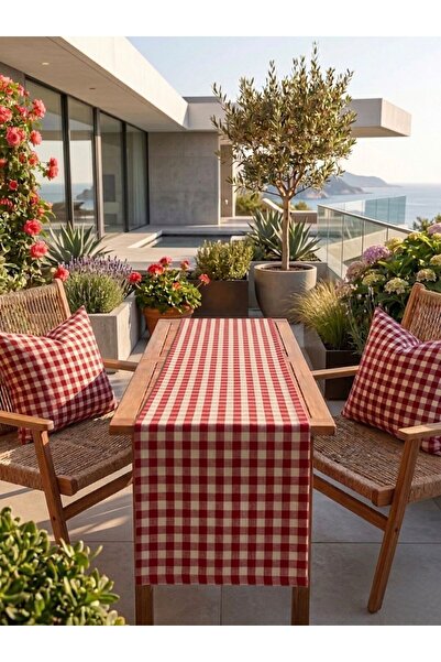 Hieve 2-Piece Gingham Throw Pillow Cover 43X43 cm + Runner 40X140 cm |   Tabl...