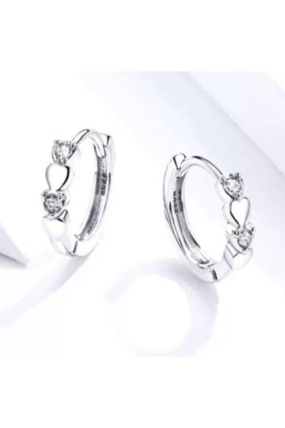 CRM Earrings for girls, CRM, Heart pattern with Stone-Embellished , silver