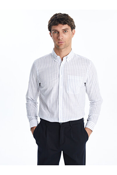 LC Waikiki Cămașă cu mânecă lungă cu dungi pentru bărbați, cu formă normală