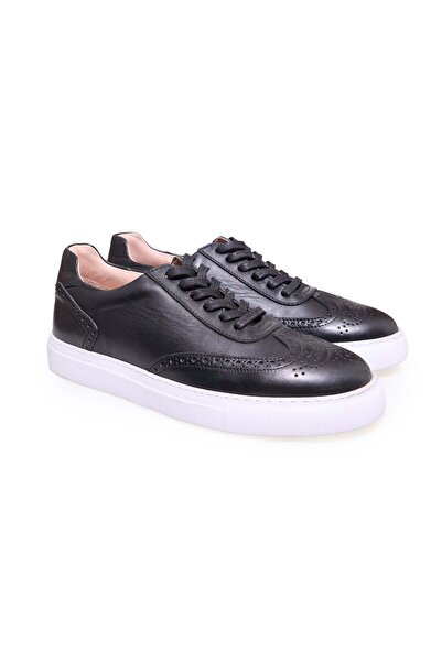 FRANCO CALVANI Black Color Lace-Up Genuine Leather Men's Shoes