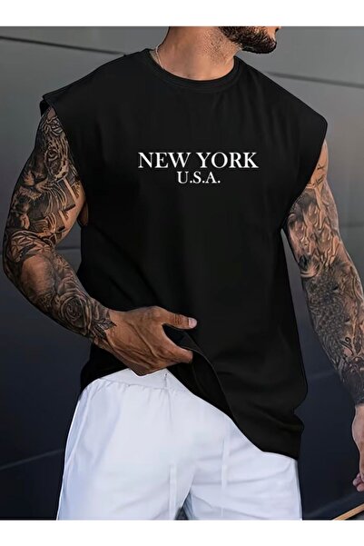 BW Bravely Wear ΝΕΟΥ ΥΟΡΚΗΣ Η.Π.Α. Ανδρικό αμάνικο μπλουζάκι με στάμπα για αθ...