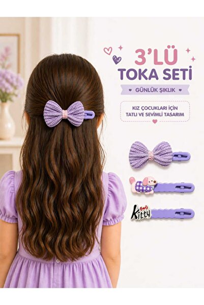 mdm style 3-Piece Girls' Hair Clips Set with Bows and Figured Hairpins