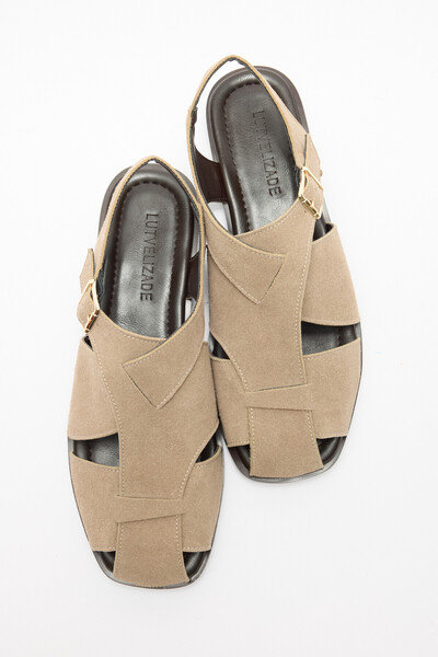 LUTVELIZADE Σανδάλια 2603 - Γυναικεία σανδάλια από βιζόν σουέντ με λεπτομέρει...