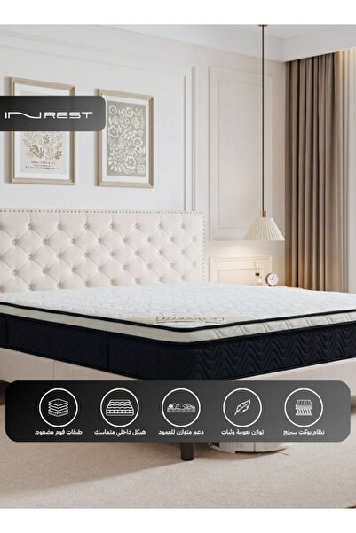 INREST مرتبة فندقية IR512 متوسطة الصلابة - ارتفاع 30 سم، بنوابض جيبية مع عزل للحركة، طبقة داخلية 10 سم، مقاسات متعددة