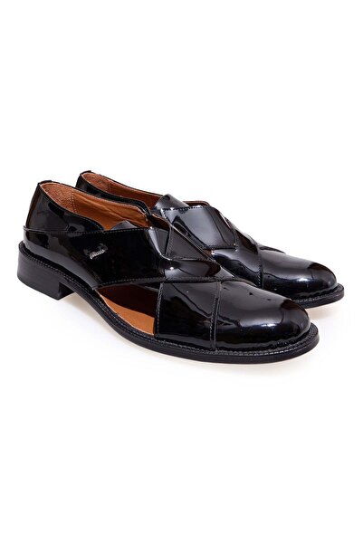 FRANCO CALVANI Black Color Laceless Genuine Leather Leather Sole Men's Shoes