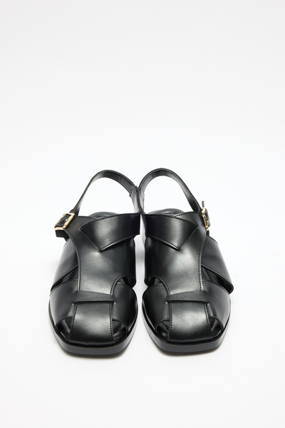 LUTVELIZADE Σανδάλια 2603 - Μαύρα γυναικεία σανδάλια με λεπτομέρεια από χοντρ...