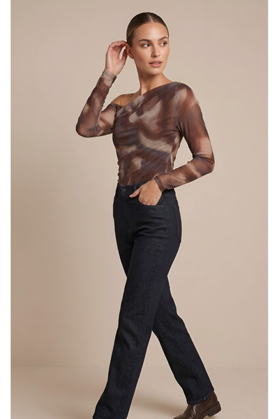 BLOUSE Doğal Tonlar Düşük Omuz Şık Bluz