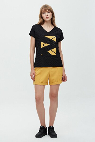 DAIDO Μπλουζάκι με τετράγωνο σχέδιο και κέντημα ζιγκ-ζαγκ